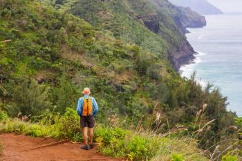 Hike in Na Pali coast in Kauai icland, Hawaii