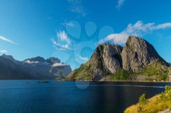 Beautiful landscapes in Lofoten islands, Northern Norway. Summer season.