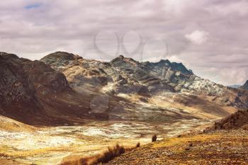 Landscape of  high mountain in the Andes, near Huaraz, Peru