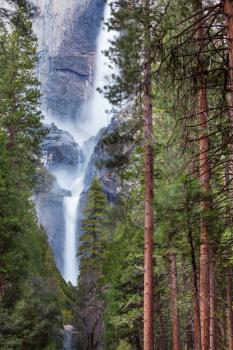 Yosemite falls in Yosemite national  Park, California. Early spring season.