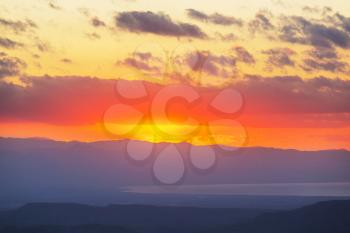 Mountains silhouette  in Cyprus at sunset