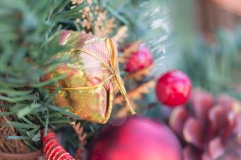 Beautiful traditional Christmas decor closeup