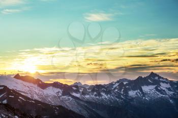 Beautiful mountain peak in  North Cascade Range, Washington / USA