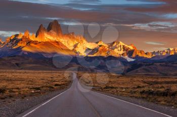 Famous Cerro Fitz Roy - one of the most beautiful and hard to accent rocky peak in Patagonia, Argentina