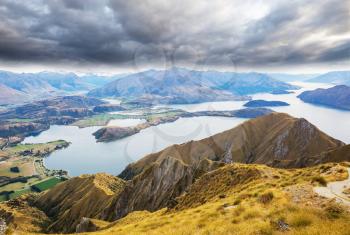 Traveler hiking in Roys Peak. New Zealand. Lake Wanaka