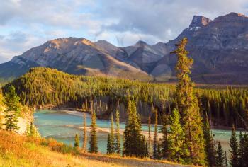 Picturesque mountain view in the Canadian Rockies in summer season