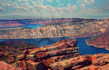 Beautiful landscapes in  Flaming Gorge recreation area, USA