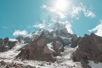 Famous Ushba peak, Caucasus Mountains. Svaneti