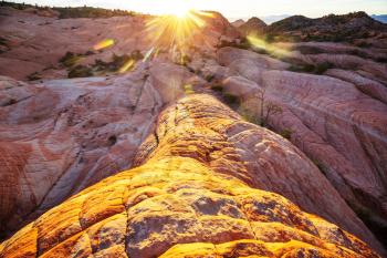 Sandstone formations in Utah, USA. Beautiful Unusual landscapes.