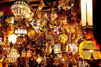 Lamp shop in moroccan market