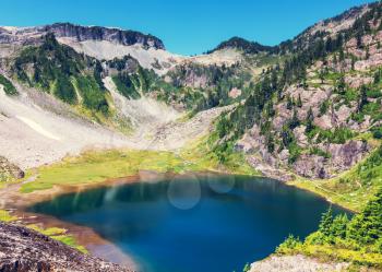 Serenity lake in the mountains