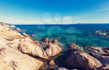 Beautiful rocky coastline in Greece