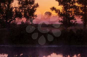 Unusual river fog in summer season