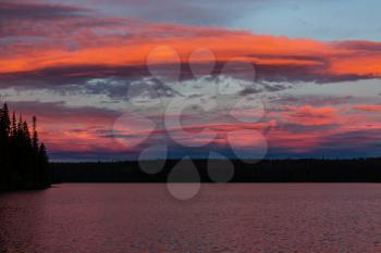 Sunset scene on the lake