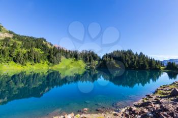 Twin lakes in Mt.Baker Recreational Area,Washington, USA