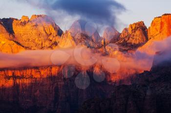 Zion  National Park at sunrise. Utah, Usa