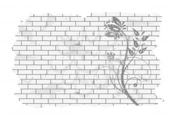 Royalty Free Clipart Image of a Floral Pattern on a Brick Wall