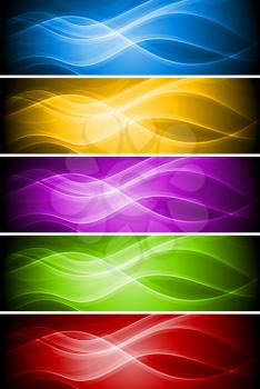 Royalty Free Clipart Image of a Set of Wavy Banners