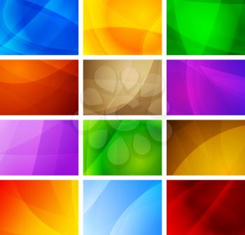 Royalty Free Clipart Image of a Set of Colourful Backgrounds