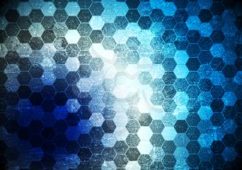 Royalty Free Clipart Image of a Blue Hexagon Background