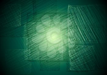 Abstract tech drawing with squares. Vector background eps 10