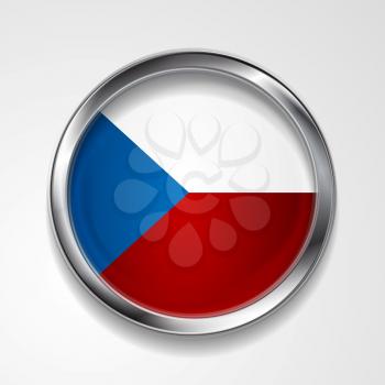 Abstract button with stylish metallic frame. Czech flag. Eps 10 vector background