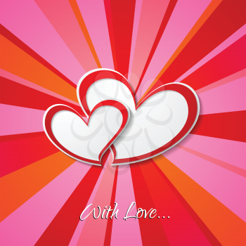 Valentine Day background with hearts. Vector romance design