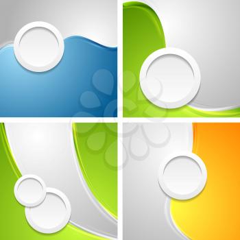 Shiny waves backgrounds with circle shapes. Vector design