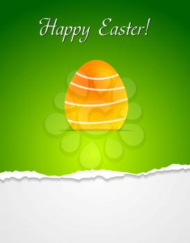 Easter egg vector green background with ragged edge paper