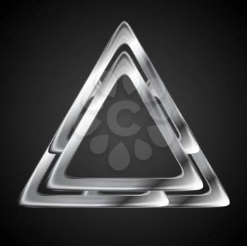 Abstract metallic triangle logo design template. Vector background