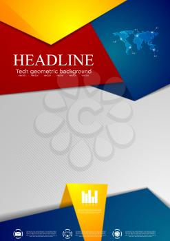 Abstract tech corporate flyer design. Vector background