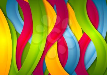 Abstract bright wavy stripes background. Vector colorful modern design