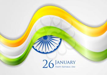 Smooth waves background. Colors of India. Republic Day 26 January vector design