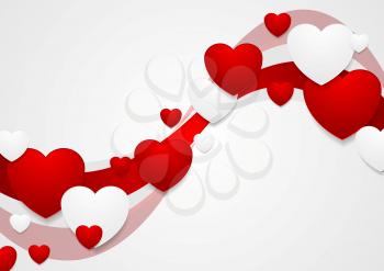 Wavy red and grey Valentine Day background. Vector graphic design