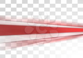 Red tech stripes blurred transparent design. Vector background