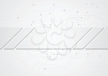 Tech grey abstract corporate background with circuit board. Vector design