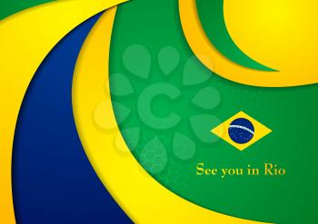 Brazil colors abstract corporate wavy background. Vector graphic design