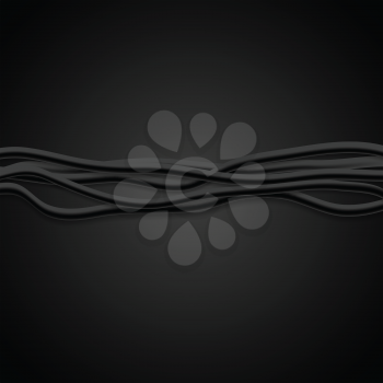 Black vector wires abstract tech background. Dark technology illustration template
