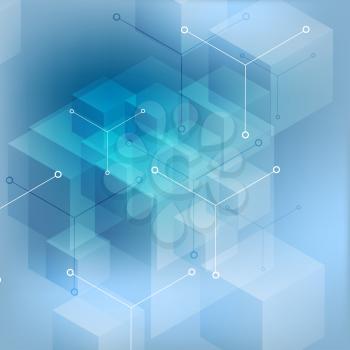 Hi-tech abstract geometric blue background. Vector design
