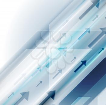 Bright blue shiny hi-tech background with arrows. Vector template design