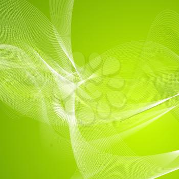 Abstract bright green wavy lines vector pattern