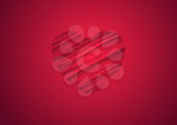 Abstract bright red heart vector background