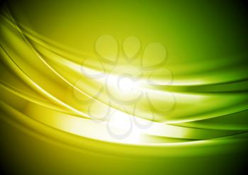 Green and yellow blurred abstract waves background. Vector design