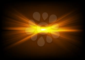 Bright shiny orange glowing laser beams abstract vector backiground