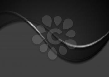 Abstract black smooth waves background. Vector design