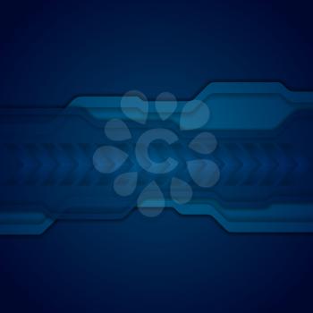 Dark blue abstract technology background with arrows. Vector illustration