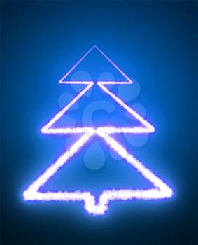 Abstract Christmas tree on the blue background