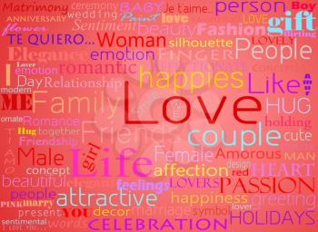 Seamless pattern made from words which relate with word love