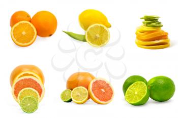 Set of fruits isolated on white background