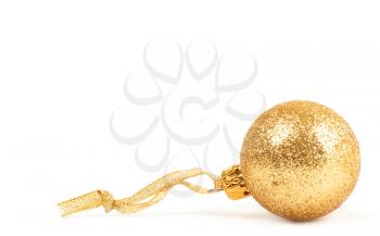 golden dull christmas ball on white background